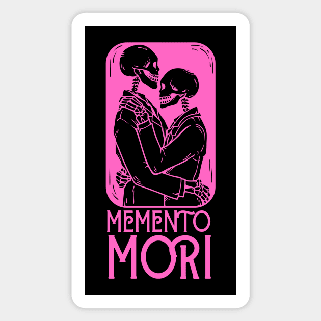 Memento Mori Pink Skeleton Kiss T-shirt Sticker by Epictetus